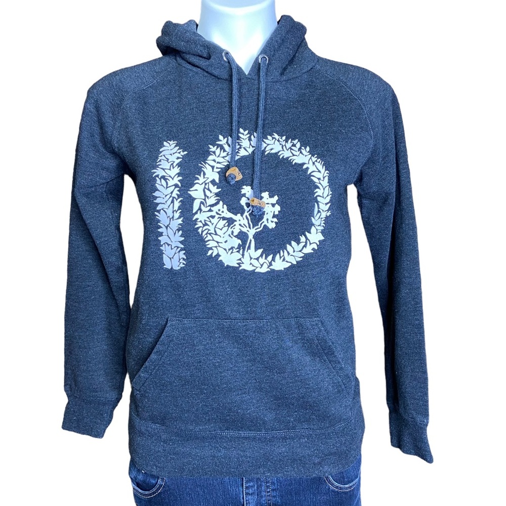 TENTREE Floral Hoodie Plant Graphic Long Sleeve Hooded Sweatshirt Gray Small